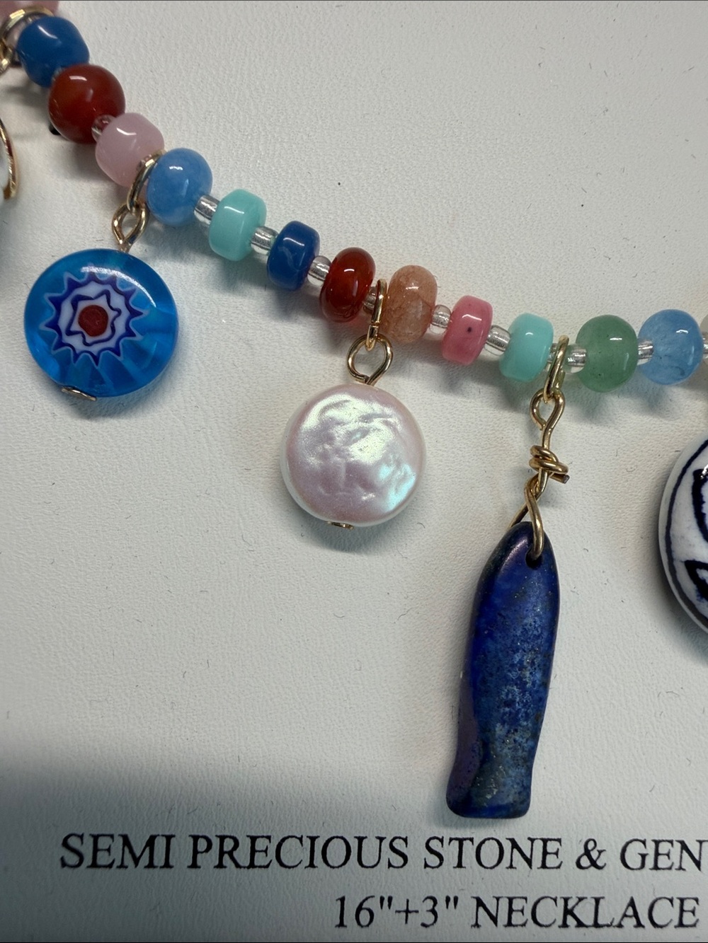 Atterri | Semi-Precious Stone & Genuine Shell Coastal Chic Charm Necklace - Picture 6 of 9